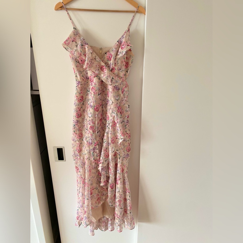 Express size small floral midi dress. Worn once. Wedding! Party!summer spring